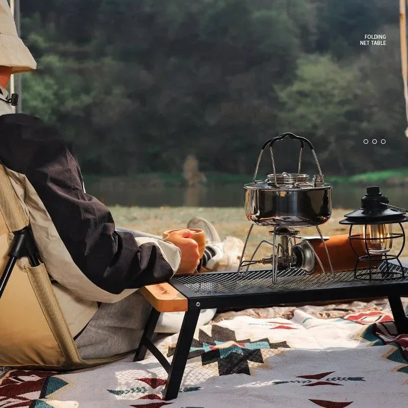 Folding Table with Mesh - Lightweight Outdoor Dining and Picnic Table, Easy to Carry and Store - Trekker Essentials
