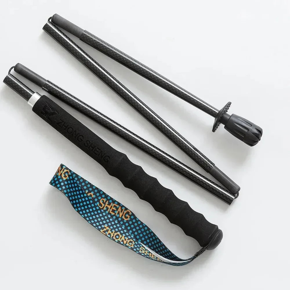 Folding Ultra-Light Carbon Fiber Hiking Poles: Portable 5-Section Trekking Sticks for Climbing and Hiking - Trekker Essentials
