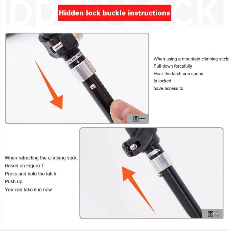 Folding Walking Poles with EVA+Cork Handle - 3-Folded Rod Cane for Hiking and Sitting - Trekker Essentials