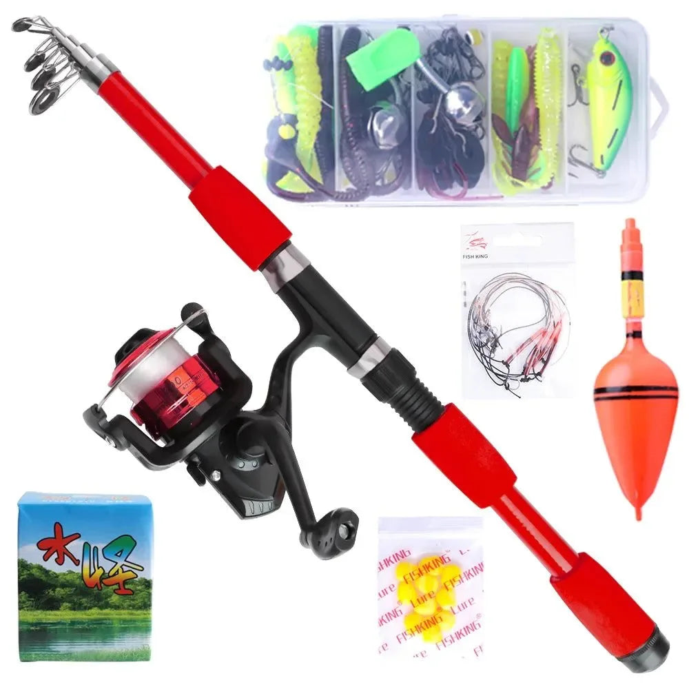 Telescopic Fishing Rod & Reel Combo – Compact Travel Kit With Carbon Fiber Rod, Reel, Lines, Soft