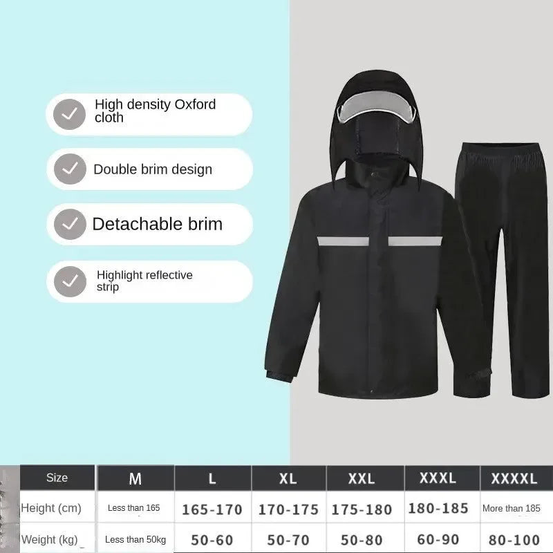 Full Body Reflective Raincoat and Rainpants Suit - Rainstorm Prevention for Electric Bicycle, Motorcycle Riding, Takeaway Delivery - Trekker Essentials