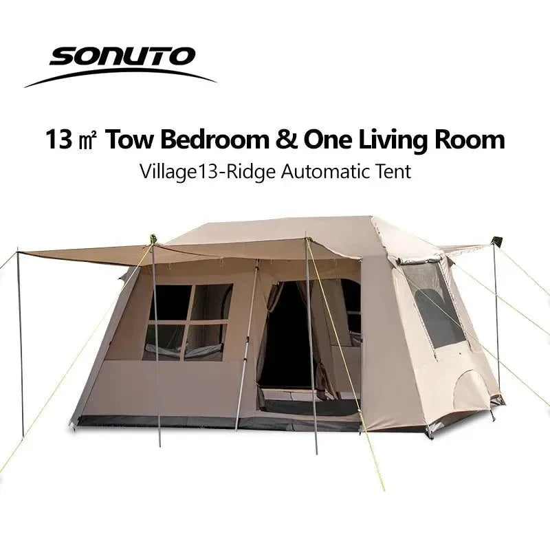 Fully Automatic Quick Open Two-Room Camping Tent – Waterproof 4-8 Person Cabin Tent for Outdoor Overnight Stays - Trekker Essentials