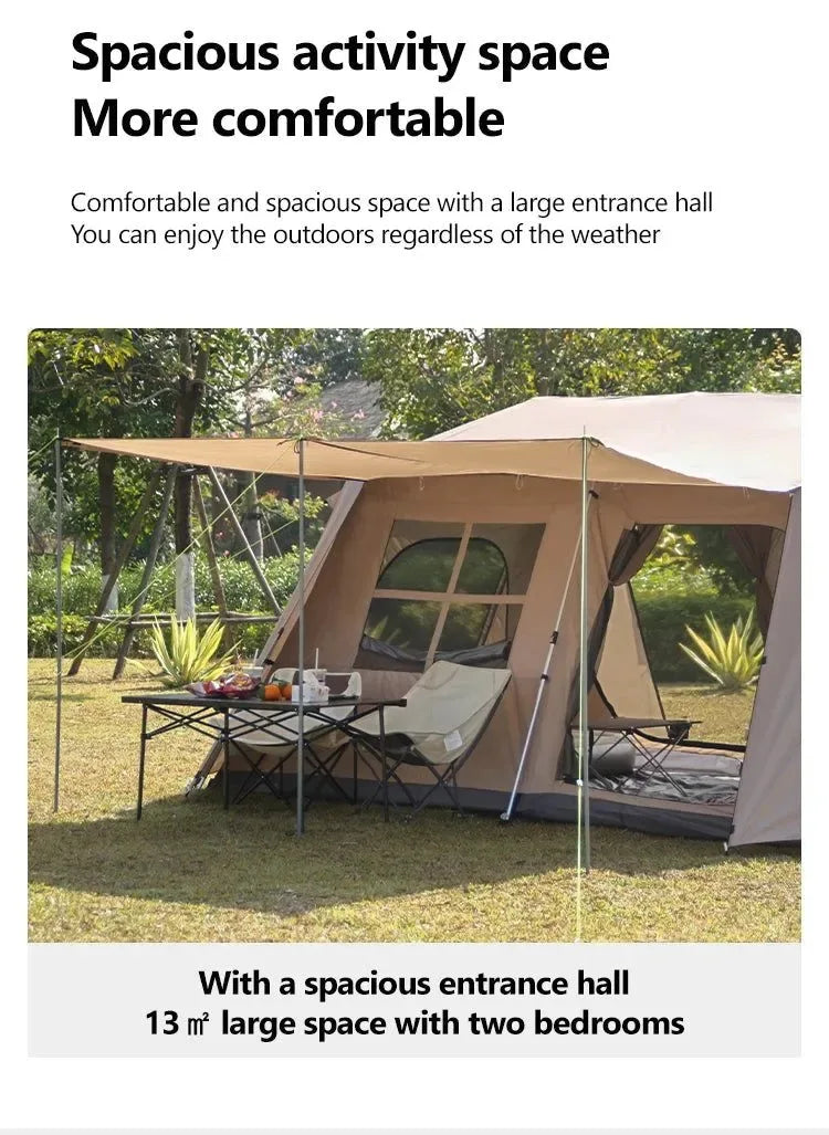 Fully Automatic Quick Open Two-Room Camping Tent – Waterproof 4-8 Person Cabin Tent for Outdoor Overnight Stays - Trekker Essentials