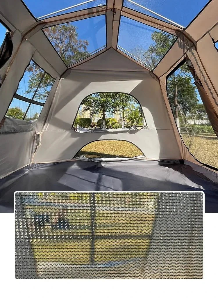 Fully Automatic Quick Open Two-Room Camping Tent – Waterproof 4-8 Person Cabin Tent for Outdoor Overnight Stays - Trekker Essentials