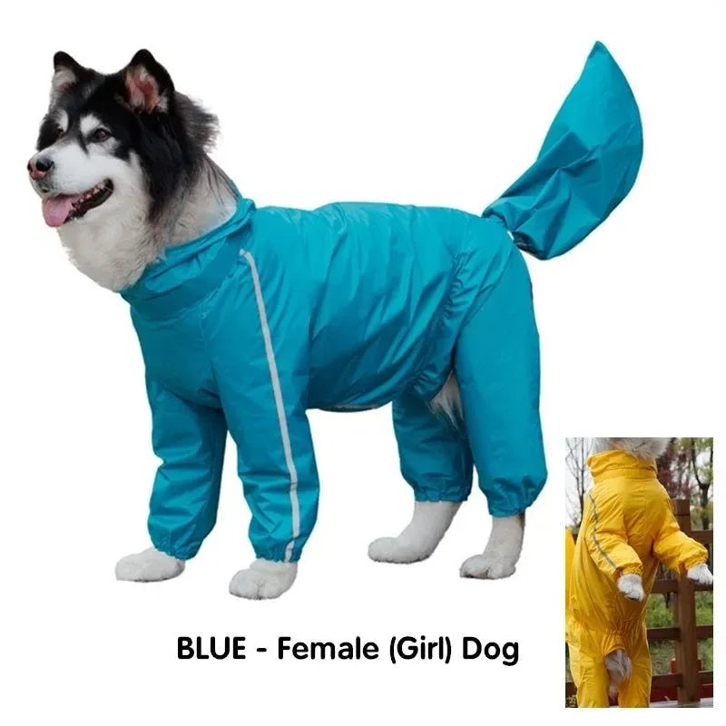 Fully-Covered Hooded Dog Raincoat - Waterproof with Removable Tail Cover for Large Dogs - Trekker Essentials