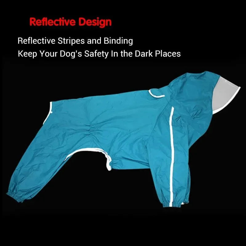 Fully-Covered Hooded Dog Raincoat - Waterproof with Removable Tail Cover for Large Dogs - Trekker Essentials
