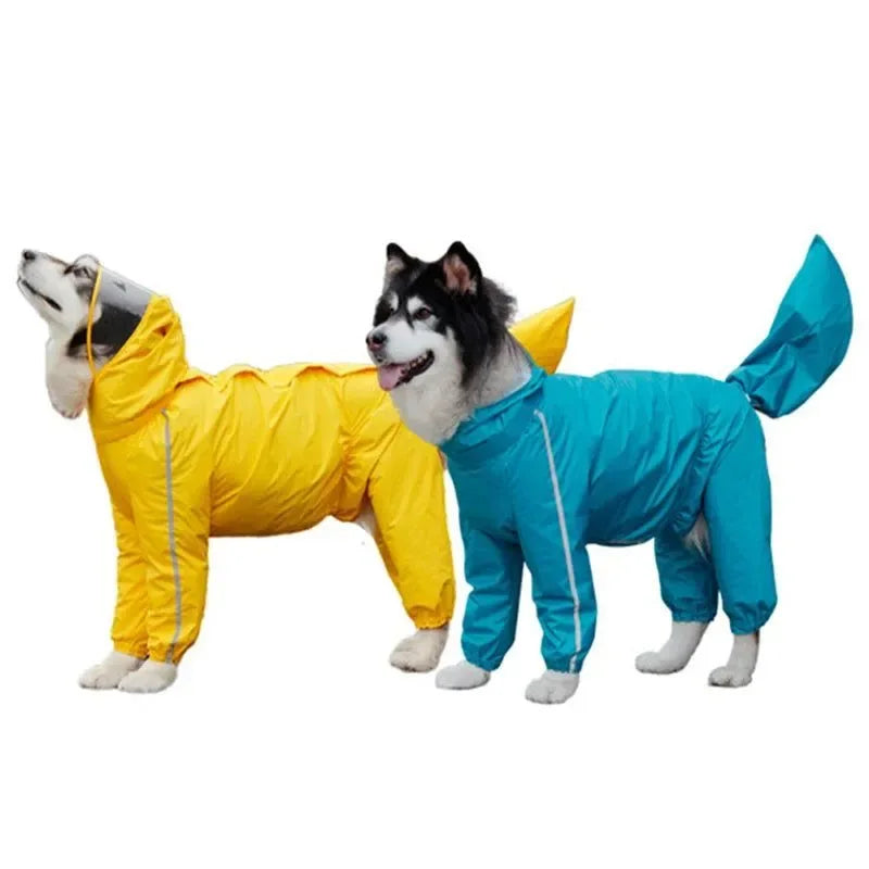 Fully-Covered Hooded Dog Raincoat - Waterproof with Removable Tail Cover for Large Dogs - Trekker Essentials