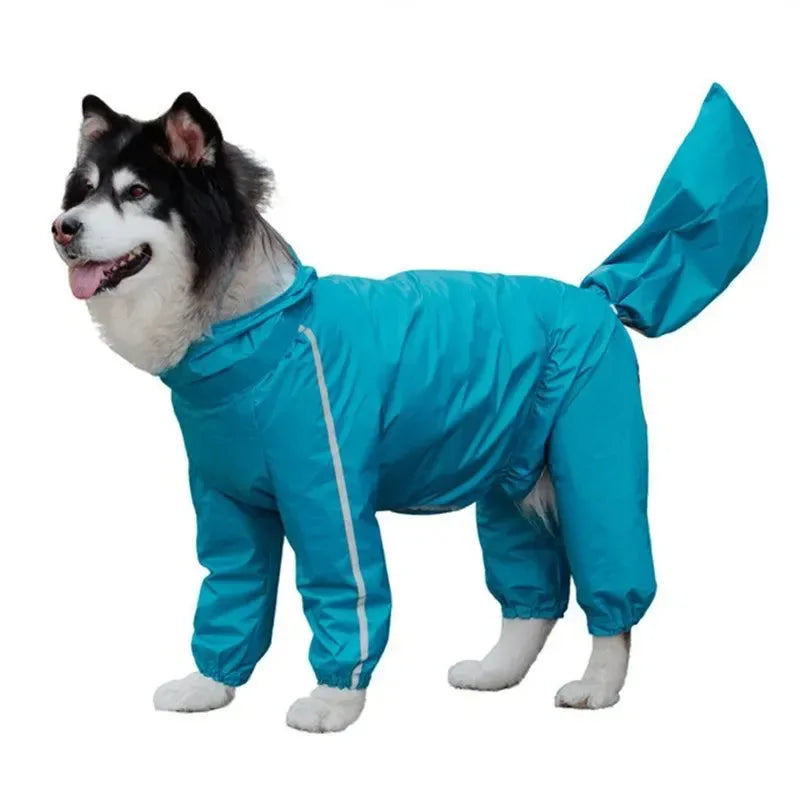 Fully-Covered Hooded Dog Raincoat - Waterproof with Removable Tail Cover for Large Dogs - Trekker Essentials