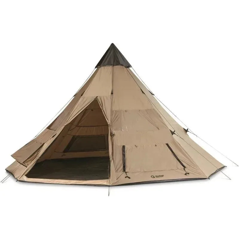 Guide Gear 18' Teepee Tent - Waterproof 8-Person Canvas Camping Shelter - Trekker Essentials