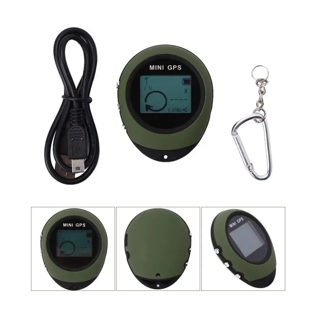 Handheld GPS Navigation Mini Real-Time GPS Tracker - Keychain USB Rechargeable Compass for Outdoor Sports, Travel, Hiking, Pet, and Child Safety - Trekker Essentials