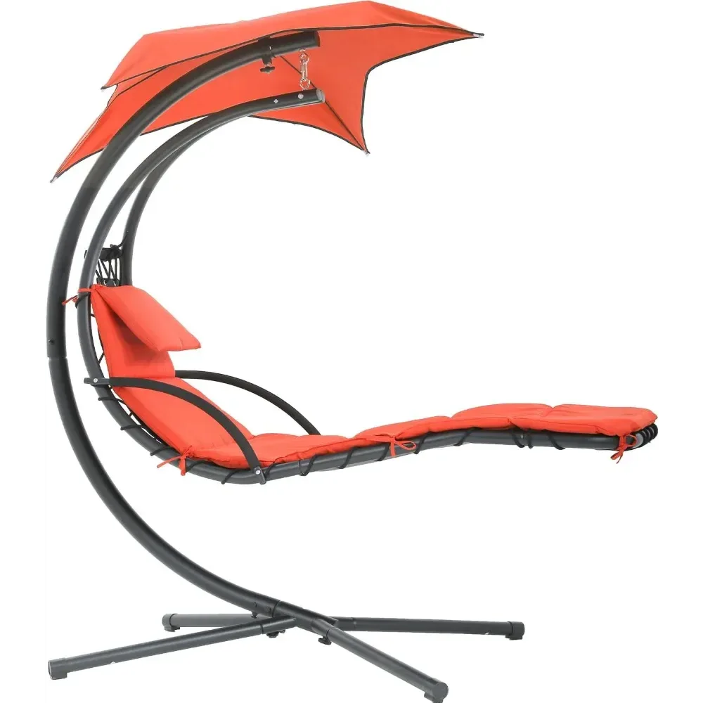 Hanging Hammock Chair with Canopy & Pillow – Adjustable Patio Swing Chair for Indoor/Outdoor Use, Foldable Arc Stand - Trekker Essentials