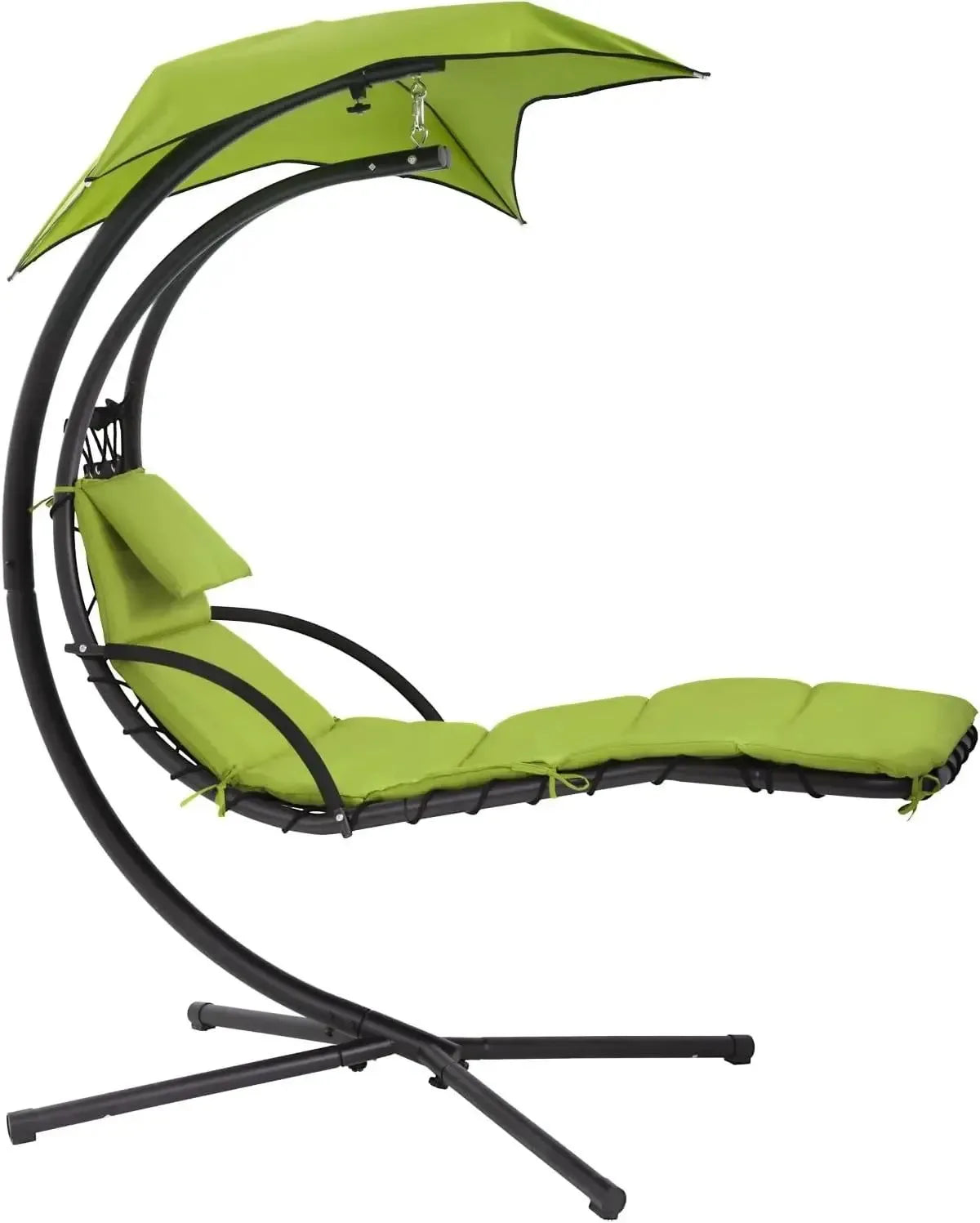 Hanging Hammock Chair with Canopy & Pillow – Adjustable Patio Swing Chair for Indoor/Outdoor Use, Foldable Arc Stand - Trekker Essentials
