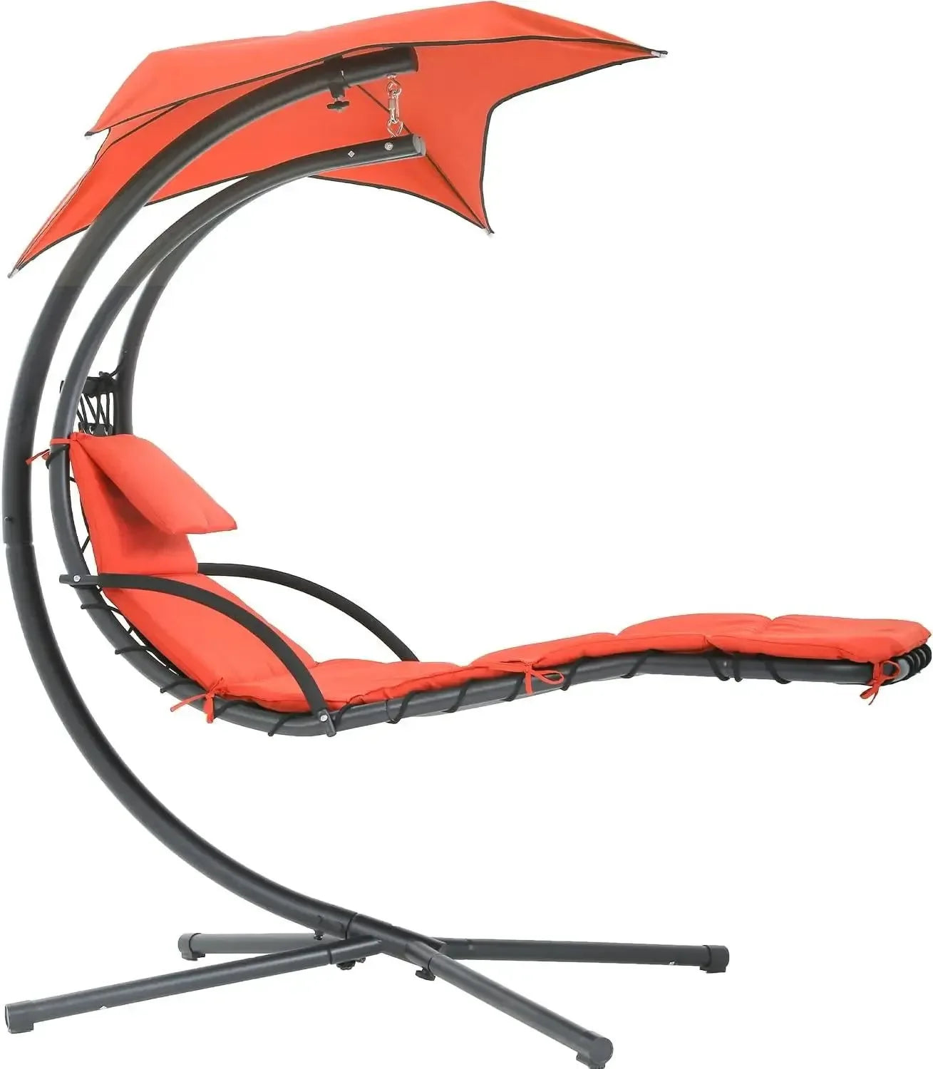 Hanging Hammock Chair with Canopy & Pillow – Adjustable Patio Swing Chair for Indoor/Outdoor Use, Foldable Arc Stand - Trekker Essentials