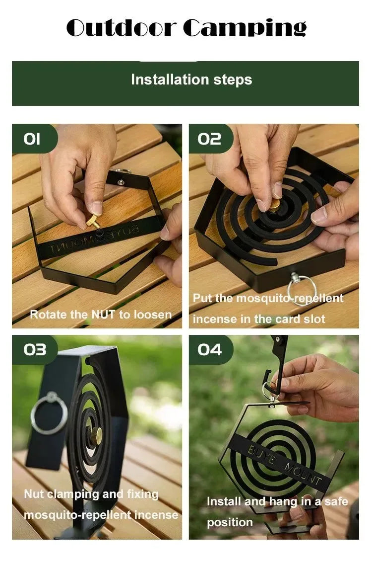 Hanging Mosquito Coil Holder for Camping – Durable Iron Frame Outdoor Mosquito Repellent Tray for Hiking & Travel - Trekker Essentials