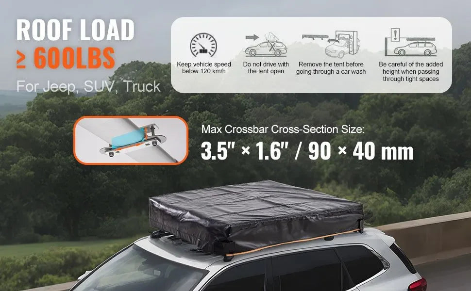 Hardshell Folding Rooftop Tent with Telescopic Ladder, Mattress & Waterproof PVC Cover for SUV, Van, Pickup Truck - Trekker Essentials