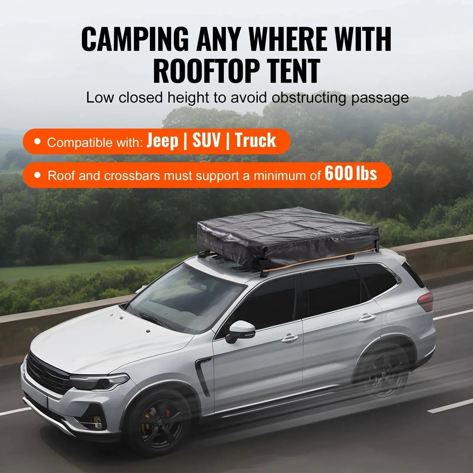 Hardshell Folding Rooftop Tent with Telescopic Ladder, Mattress & Waterproof PVC Cover for SUV, Van, Pickup Truck - Trekker Essentials