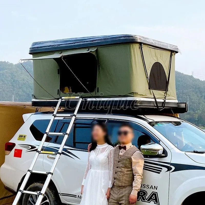 Hardshell Roof Top Tent for SUV – Waterproof, Foldable Car Camping Awning with Ladder & Lamp - Trekker Essentials
