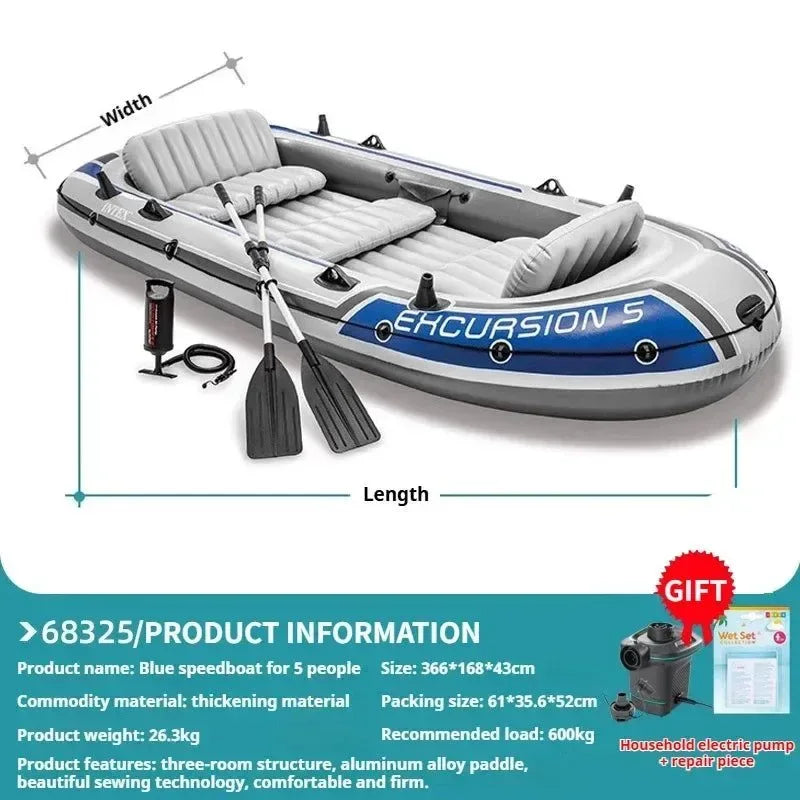 Heavy-Duty 1-3 Person Inflatable Boat: Fishing Dinghy with Detachable Seats & Foldable Kayak Design - Trekker Essentials