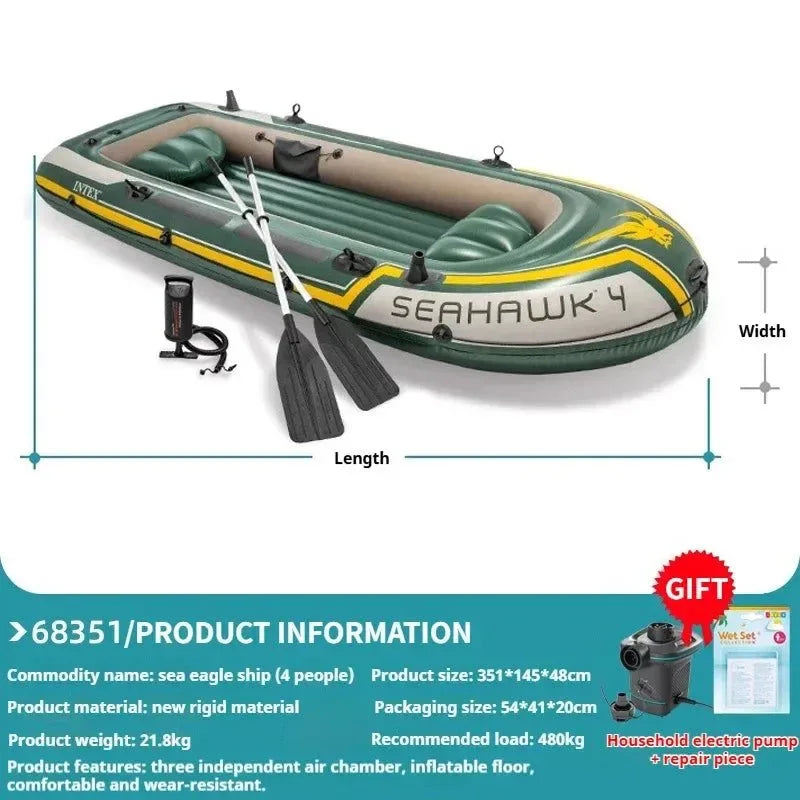 Heavy-Duty 1-3 Person Inflatable Boat: Fishing Dinghy with Detachable Seats & Foldable Kayak Design - Trekker Essentials