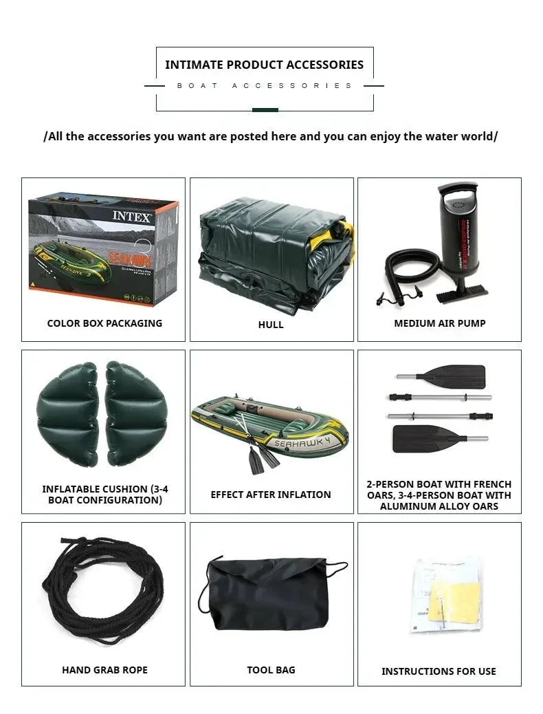 Heavy-Duty 1-3 Person Inflatable Boat: Fishing Dinghy with Detachable Seats & Foldable Kayak Design - Trekker Essentials