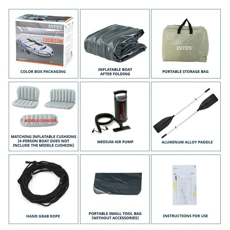 Heavy-Duty 1-3 Person Inflatable Boat: Fishing Dinghy with Detachable Seats & Foldable Kayak Design - Trekker Essentials