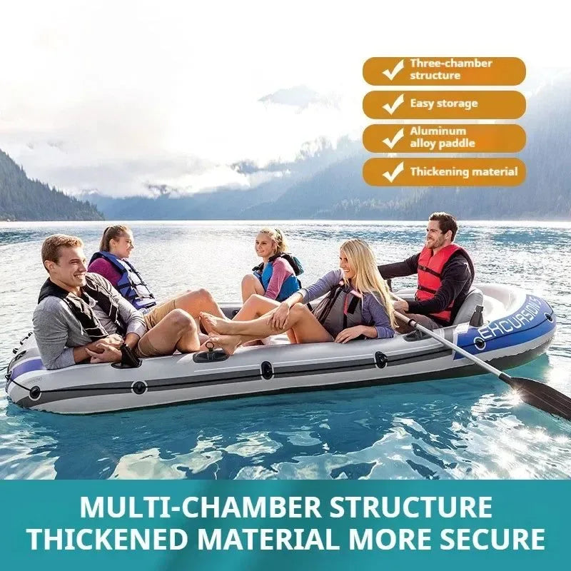 Heavy-Duty 1-3 Person Inflatable Boat: Fishing Dinghy with Detachable Seats & Foldable Kayak Design - Trekker Essentials