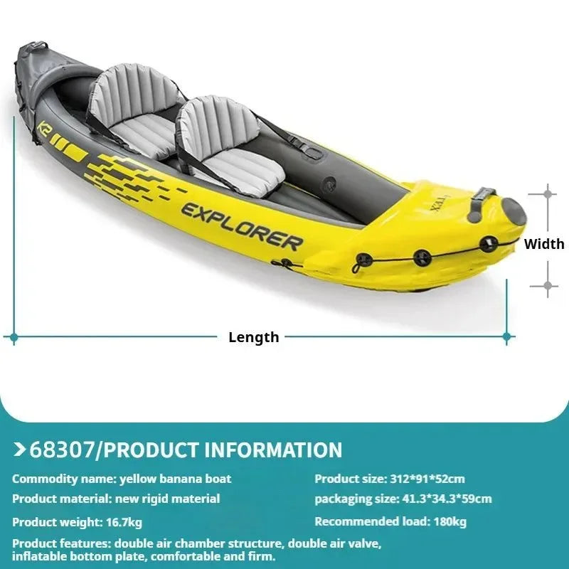 Heavy-Duty 1-3 Person Inflatable Boat: Fishing Dinghy with Detachable Seats & Foldable Kayak Design - Trekker Essentials