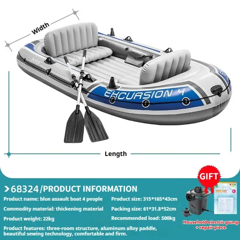 Heavy-Duty 1-3 Person Inflatable Boat: Fishing Dinghy with Detachable Seats & Foldable Kayak Design - Trekker Essentials
