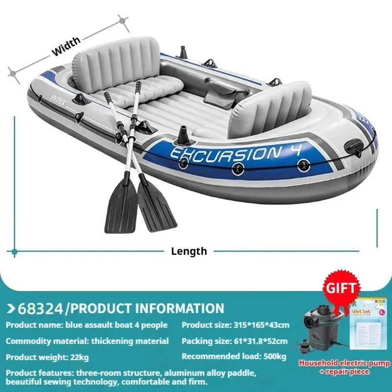 Heavy-Duty 1-3 Person Inflatable Boat: Fishing Dinghy with Detachable Seats & Foldable Kayak Design - Trekker Essentials