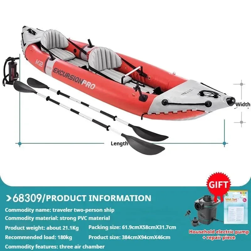 Heavy-Duty 1-3 Person Inflatable Boat: Fishing Dinghy with Detachable Seats & Foldable Kayak Design - Trekker Essentials