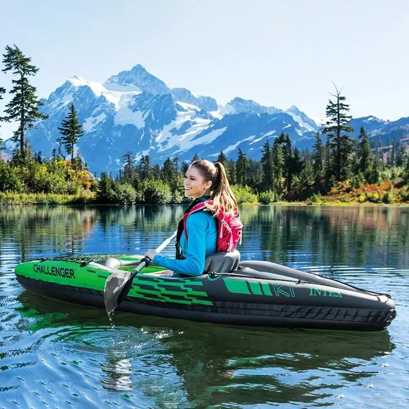 Heavy-Duty 1-3 Person Inflatable Boat: Fishing Dinghy with Detachable Seats & Foldable Kayak Design - Trekker Essentials