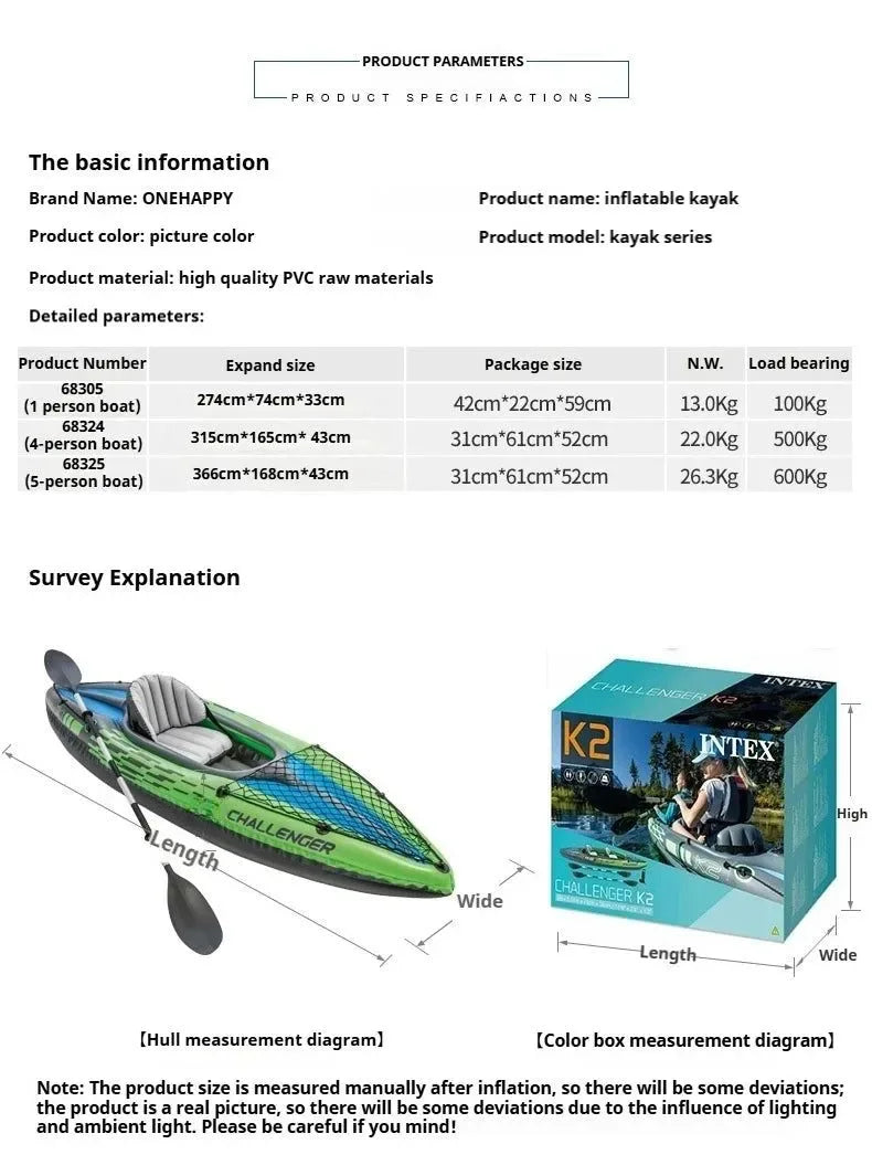 Heavy-Duty 1-3 Person Inflatable Boat: Fishing Dinghy with Detachable Seats & Foldable Kayak Design - Trekker Essentials