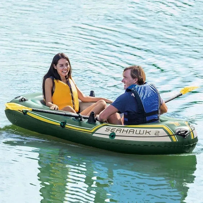 Heavy-Duty 1-3 Person Inflatable Boat: Fishing Dinghy with Detachable Seats & Foldable Kayak Design - Trekker Essentials