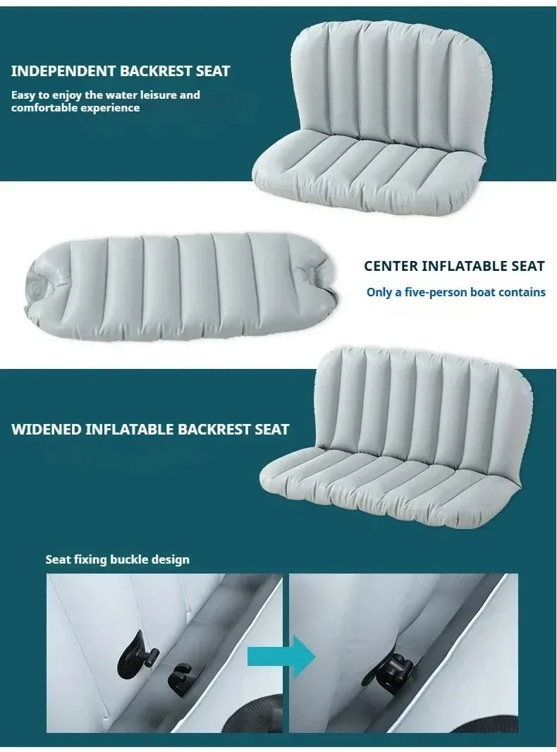 Heavy-Duty 1-3 Person Inflatable Boat: Fishing Dinghy with Detachable Seats & Foldable Kayak Design - Trekker Essentials