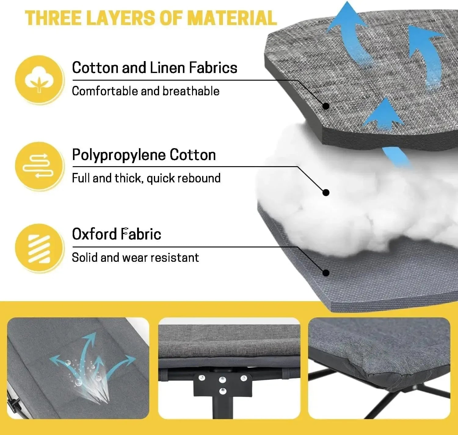 Heavy Duty Foldable Camping Cot with Quiet Pillow – 5-Position Adjustable Sleeping Cot for Adults - Trekker Essentials