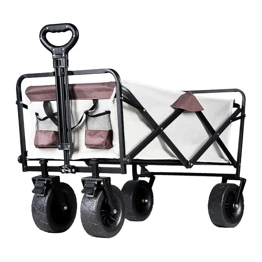 Heavy Duty Folding Utility Wagon - 500LB Capacity Collapsible Beach Cart for Camping, Garden & Outdoor Use - Trekker Essentials