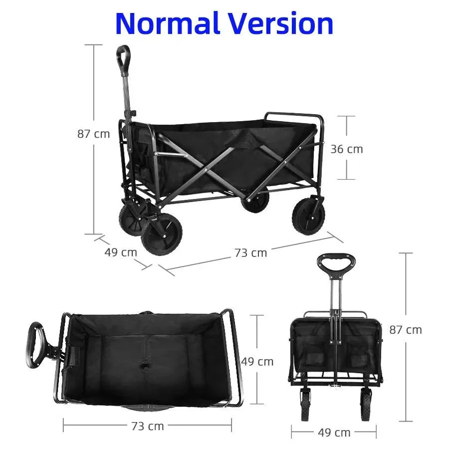 Heavy Duty Folding Utility Wagon - 500LB Capacity Collapsible Beach Cart for Camping, Garden & Outdoor Use - Trekker Essentials