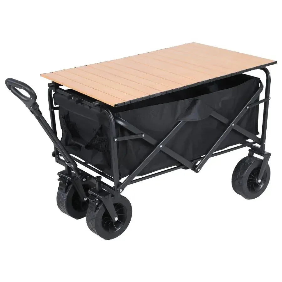 Heavy Duty Folding Utility Wagon - 500LB Capacity Collapsible Beach Cart for Camping, Garden & Outdoor Use - Trekker Essentials