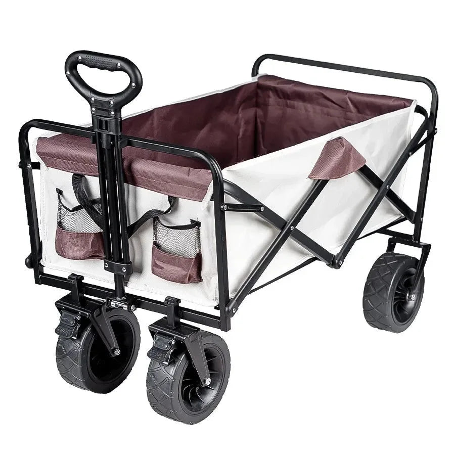 Heavy Duty Folding Utility Wagon - 500LB Capacity Collapsible Beach Cart for Camping, Garden & Outdoor Use - Trekker Essentials