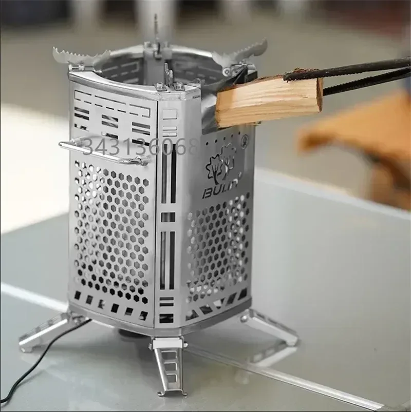 Heavy-Duty Portable Firewood Stove: Smokeless Stainless Steel Camping Stove for Cooking & Heating - Trekker Essentials