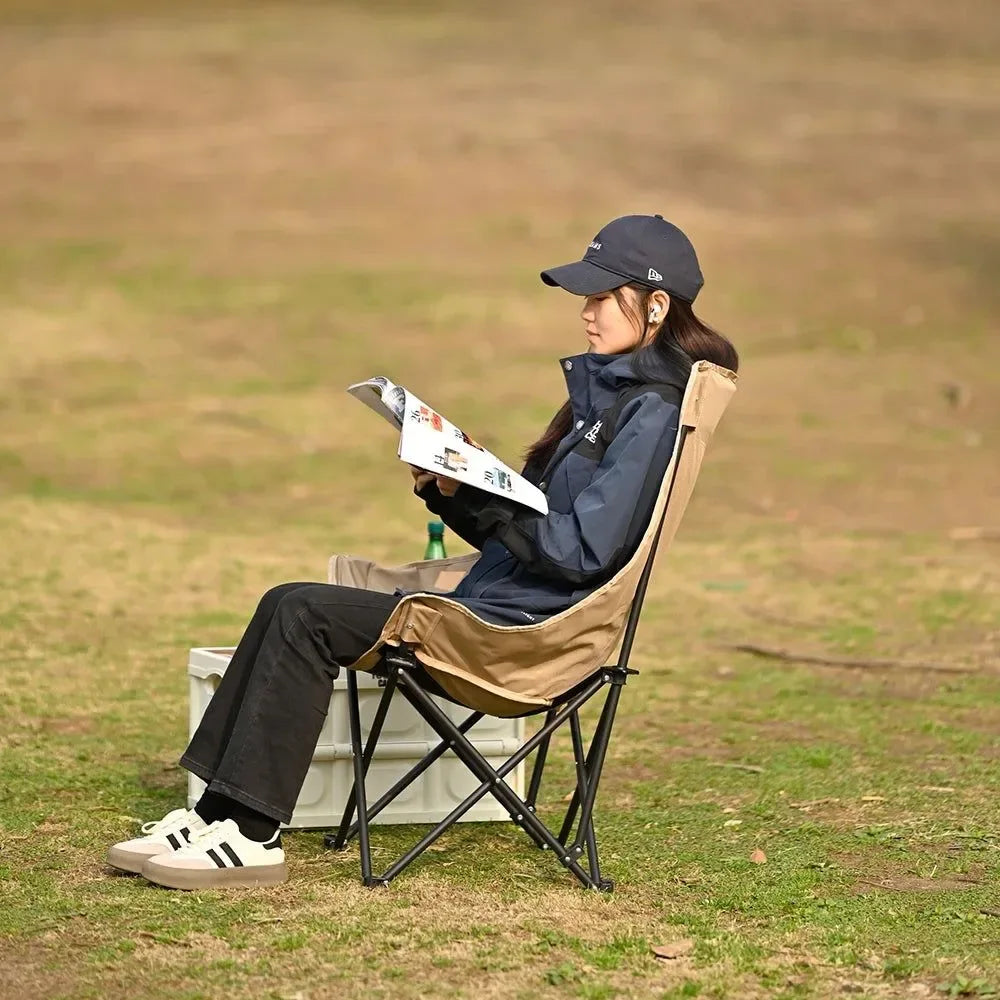 High-Back Camping Chair with Storage Bag – Heavy-Duty Foldable Outdoor Chair for Backyard, Fishing & Hiking (400lbs Capacity) - Trekker Essentials