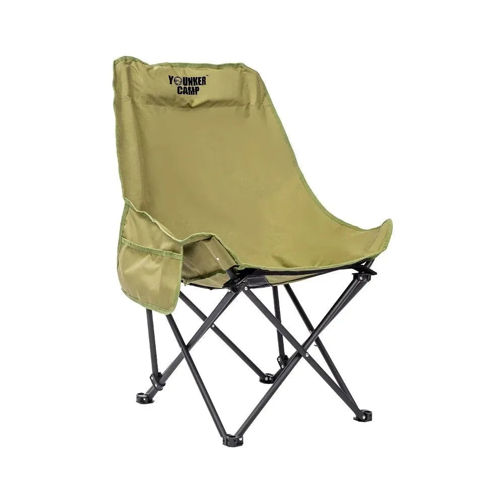 High-Back Camping Chair with Storage Bag – Heavy-Duty Foldable Outdoor Chair for Backyard, Fishing & Hiking (400lbs Capacity) - Trekker Essentials