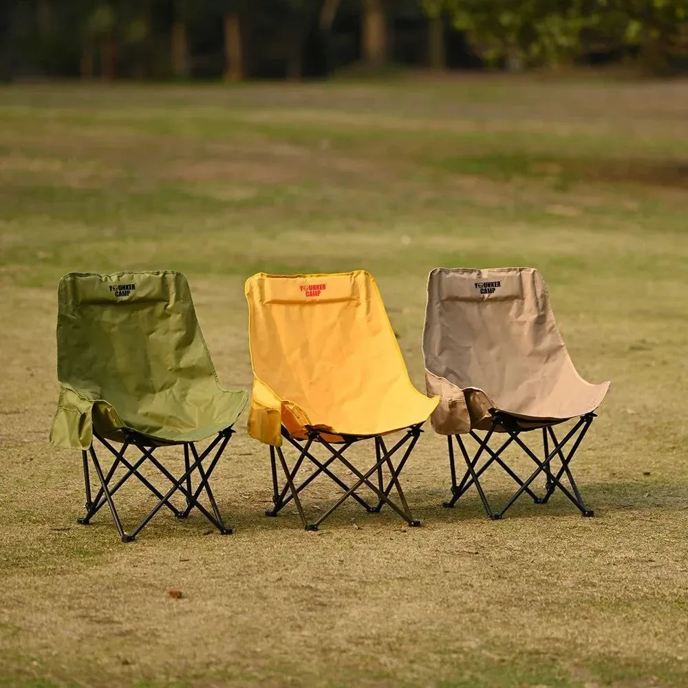 High-Back Camping Chair with Storage Bag – Heavy-Duty Foldable Outdoor Chair for Backyard, Fishing & Hiking (400lbs Capacity) - Trekker Essentials
