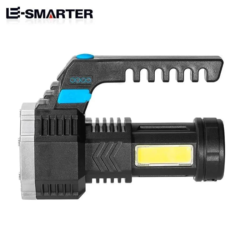High Power LED Camping Torch - Rechargeable Hand Lantern with 7 Lamp Beads and COB Side Light - Trekker Essentials