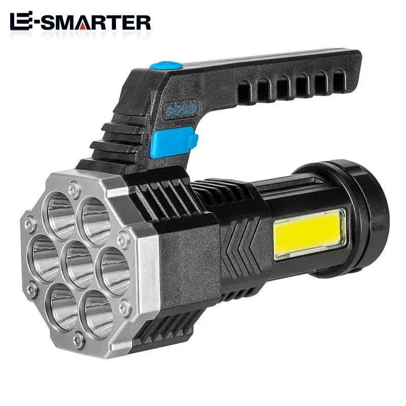 High Power LED Camping Torch - Rechargeable Hand Lantern with 7 Lamp Beads and COB Side Light - Trekker Essentials