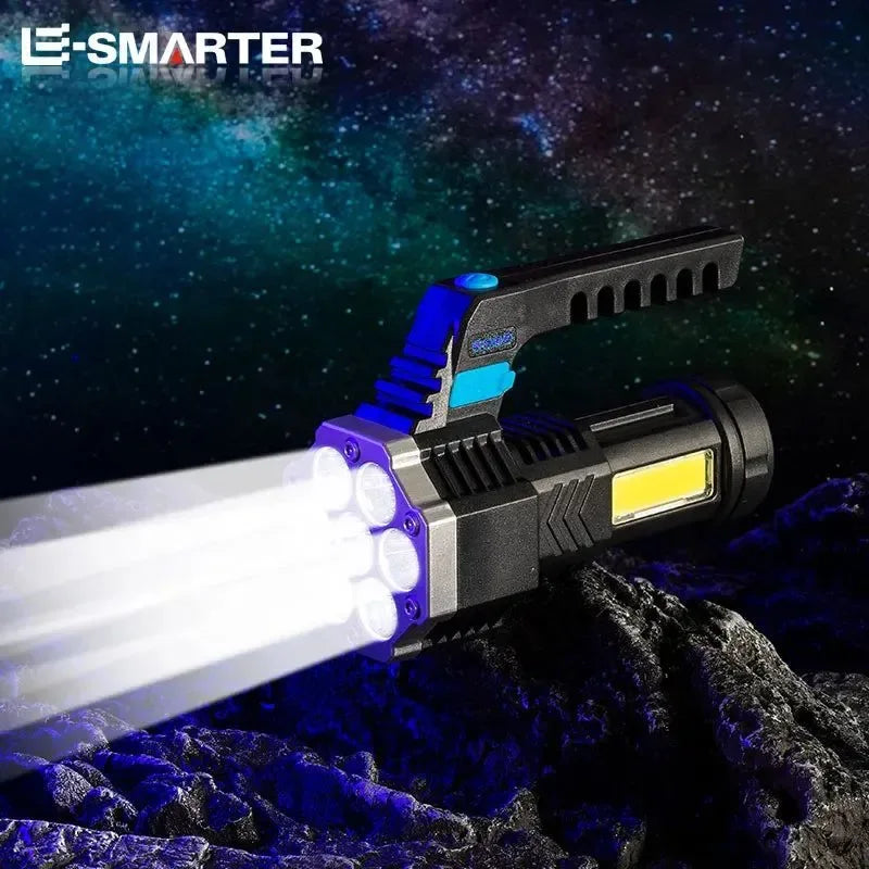 High Power LED Camping Torch - Rechargeable Hand Lantern with 7 Lamp Beads and COB Side Light - Trekker Essentials