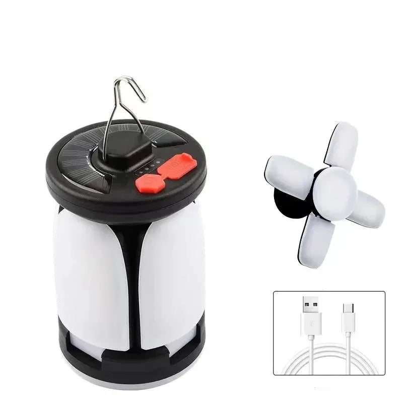 High Power Solar LED Camping Lantern: Rechargeable 4500mAh, 1000LM, Emergency Power Bank, Foldable with 6 Light Modes - Trekker Essentials