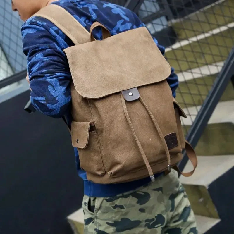 High-Quality Canvas Men’s Backpack - Large Shoulder School Bag for Travel, Camping, and Fashion - Trekker Essentials