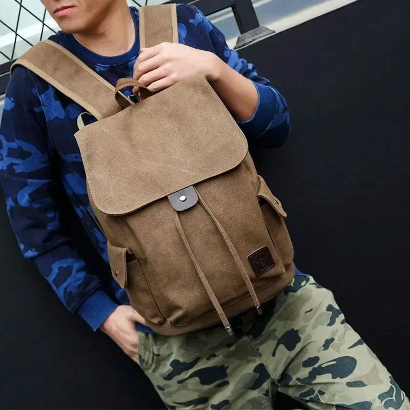 High-Quality Canvas Men’s Backpack - Large Shoulder School Bag for Travel, Camping, and Fashion - Trekker Essentials