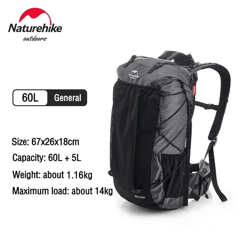 Hiking Backpack Outdoor Sports Bag - 60+5L Large Capacity Ergonomic Design Waterproof Camping Travel Backpack - Trekker Essentials